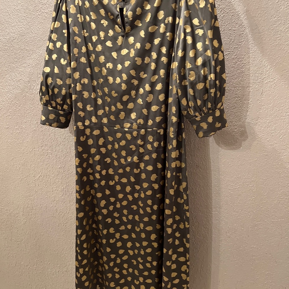 Manoush Paris EUC Metallic Gold Animal Print Midi Dress FR 38 (US 6) - Picture 3 of 6
